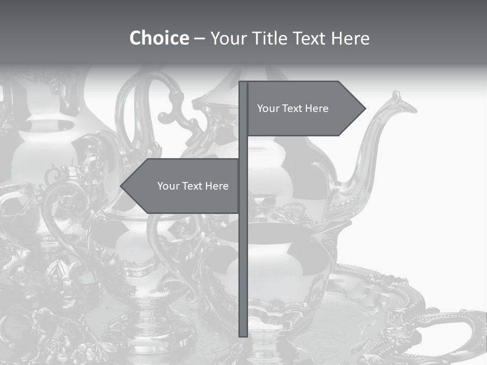 Silver Tea Set On White PowerPoint Template