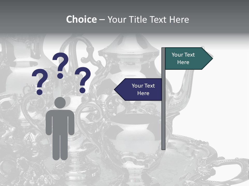 Silver Tea Set On White PowerPoint Template