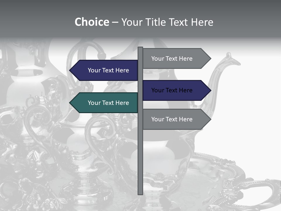 Silver Tea Set On White PowerPoint Template