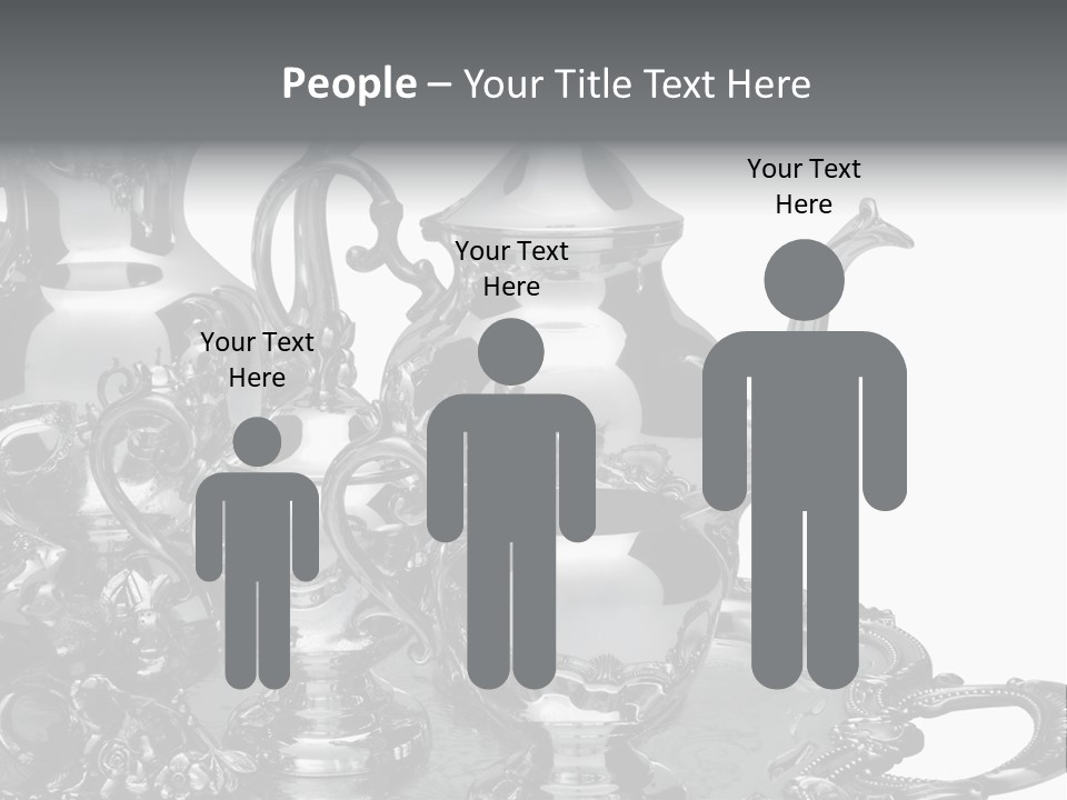 Silver Tea Set On White PowerPoint Template