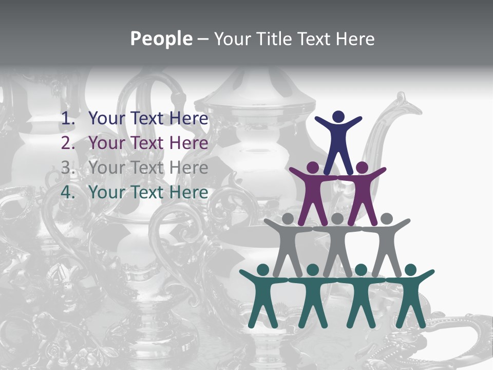 Silver Tea Set On White PowerPoint Template