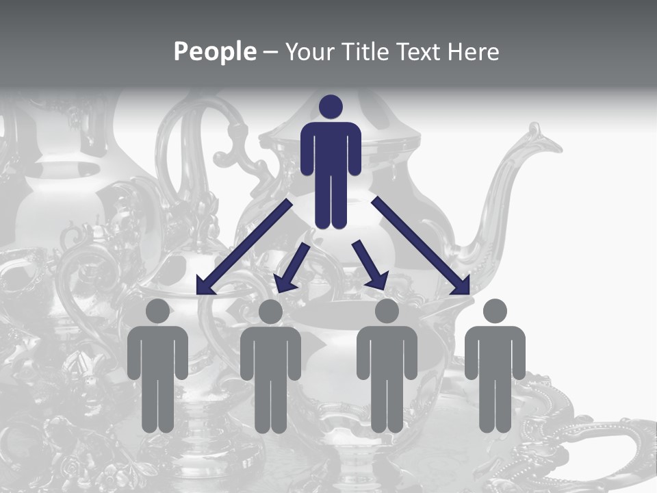 Silver Tea Set On White PowerPoint Template