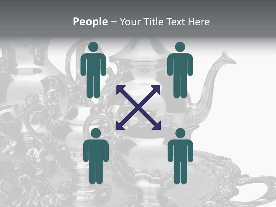 Silver Tea Set On White PowerPoint Template