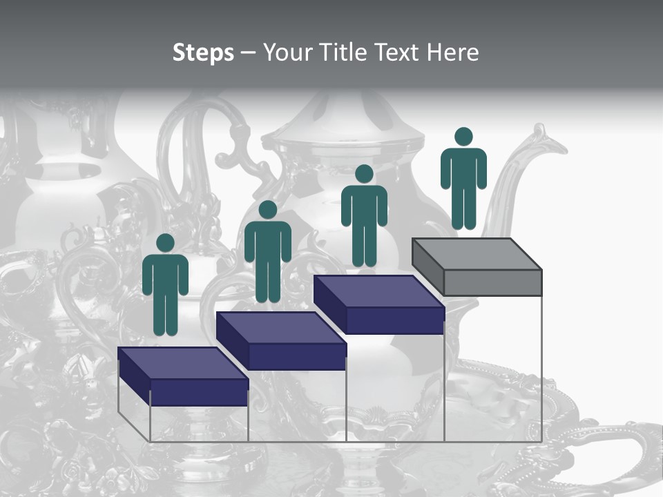 Silver Tea Set On White PowerPoint Template