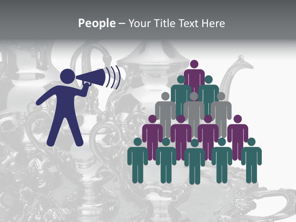 Silver Tea Set On White PowerPoint Template