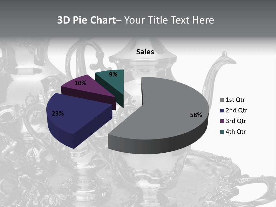 Silver Tea Set On White PowerPoint Template