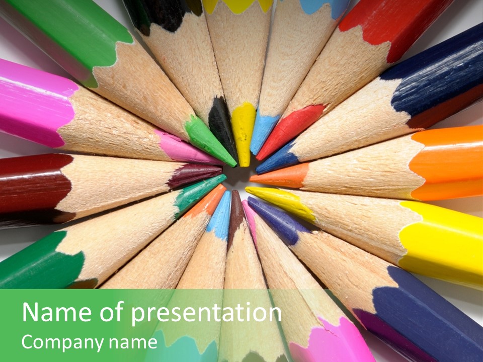 Color Pencils On A White Background PowerPoint Template