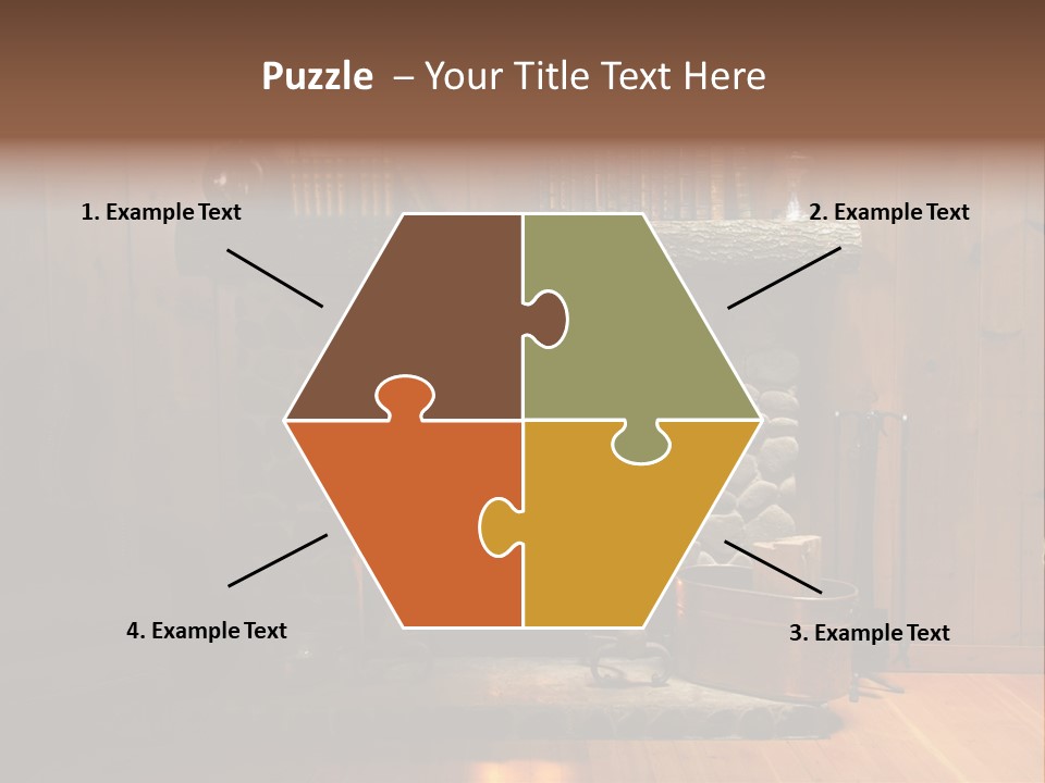 Stone Fireplace With Books On The Mantel And The Fire Blazing Inside With Natural Light PowerPoint Template