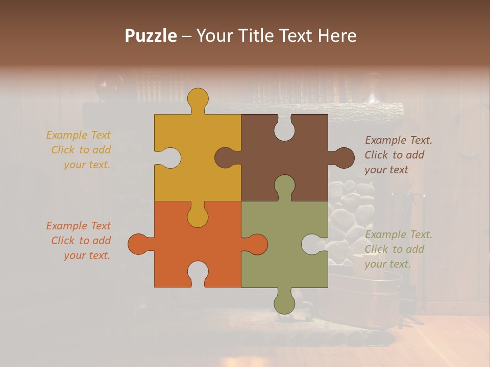 Stone Fireplace With Books On The Mantel And The Fire Blazing Inside With Natural Light PowerPoint Template