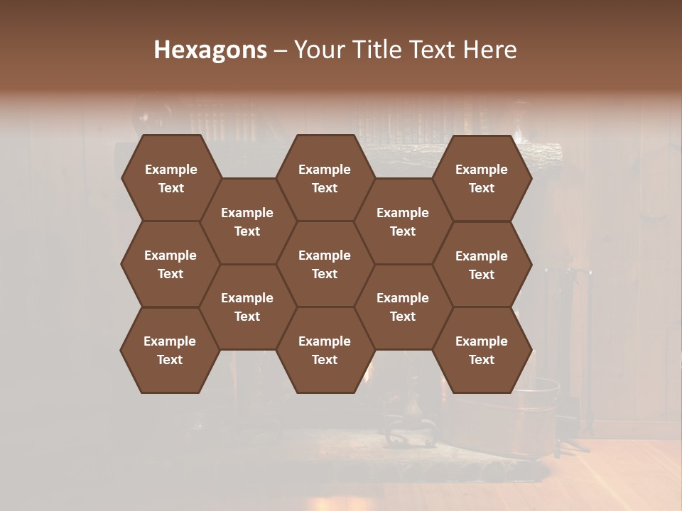 Stone Fireplace With Books On The Mantel And The Fire Blazing Inside With Natural Light PowerPoint Template