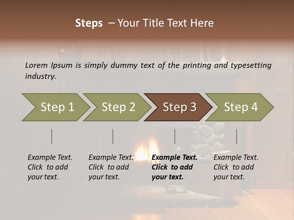 Stone Fireplace With Books On The Mantel And The Fire Blazing Inside With Natural Light PowerPoint Template