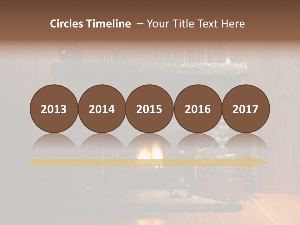 Stone Fireplace With Books On The Mantel And The Fire Blazing Inside With Natural Light PowerPoint Template