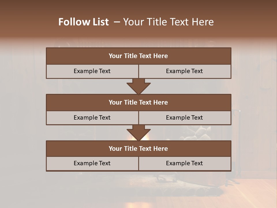 Stone Fireplace With Books On The Mantel And The Fire Blazing Inside With Natural Light PowerPoint Template