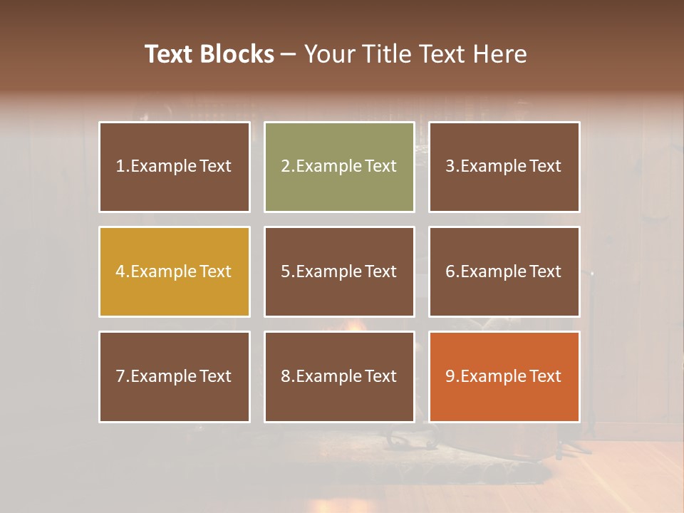 Stone Fireplace With Books On The Mantel And The Fire Blazing Inside With Natural Light PowerPoint Template