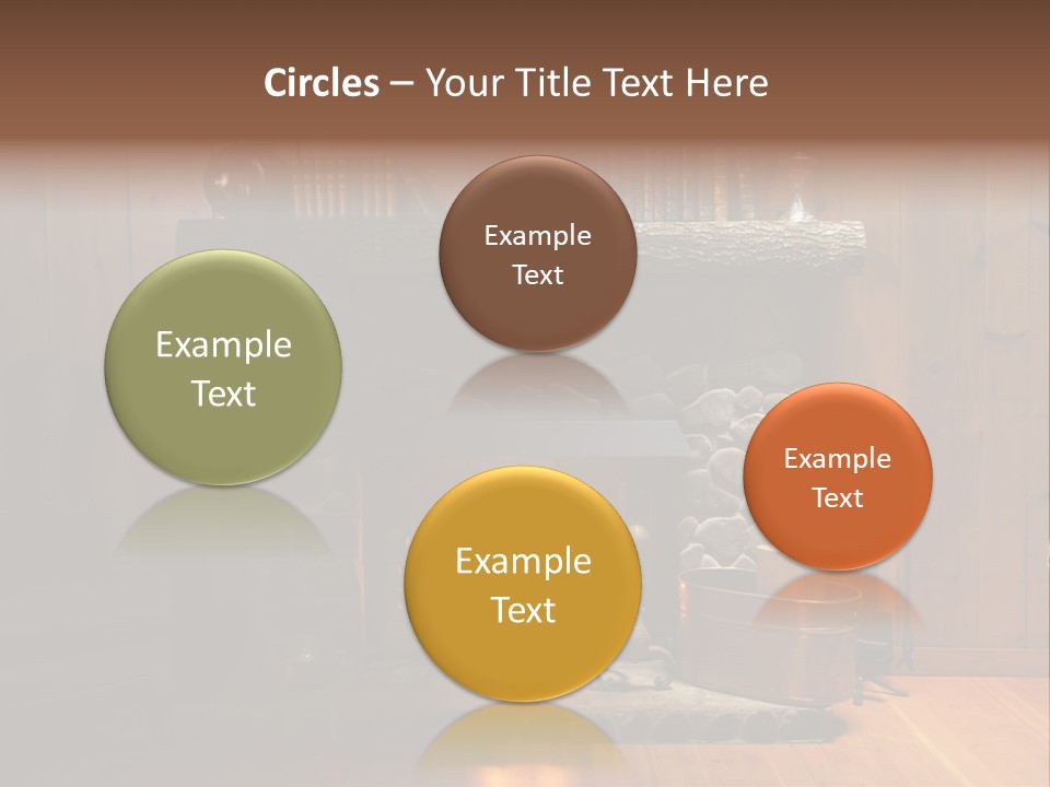 Stone Fireplace With Books On The Mantel And The Fire Blazing Inside With Natural Light PowerPoint Template