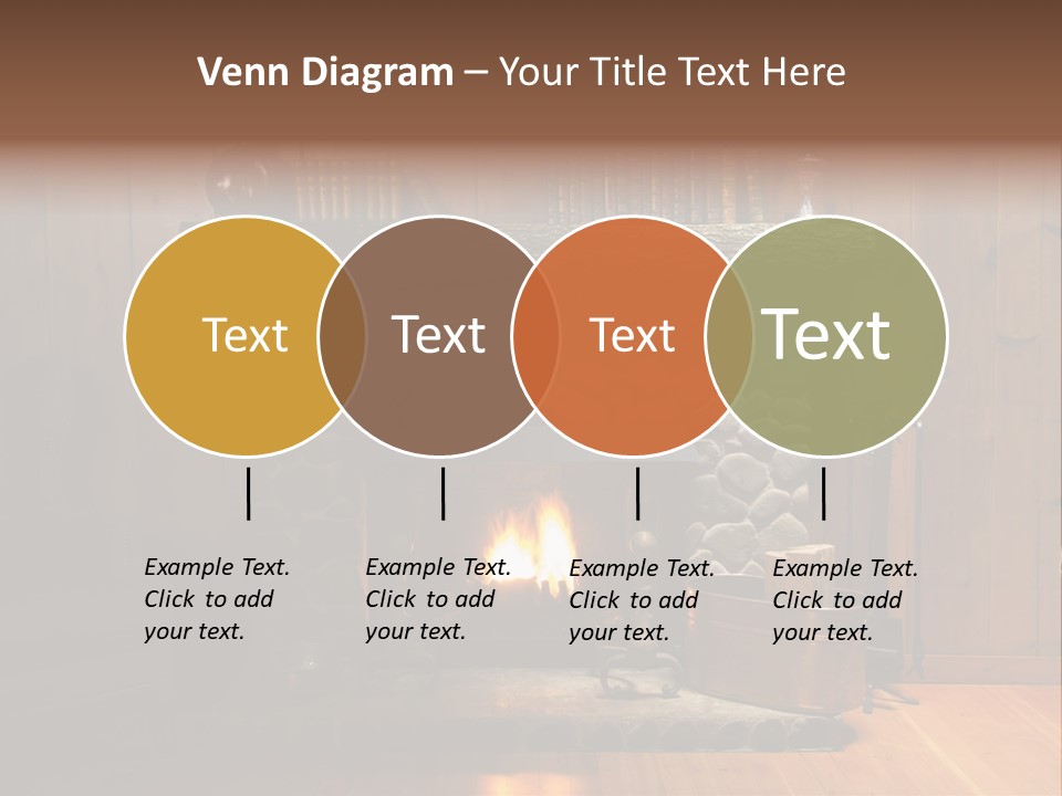 Stone Fireplace With Books On The Mantel And The Fire Blazing Inside With Natural Light PowerPoint Template