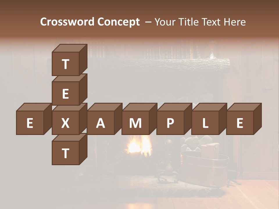 Stone Fireplace With Books On The Mantel And The Fire Blazing Inside With Natural Light PowerPoint Template