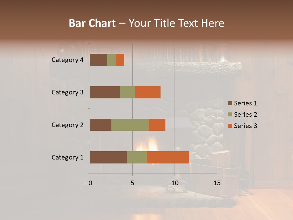 Stone Fireplace With Books On The Mantel And The Fire Blazing Inside With Natural Light PowerPoint Template