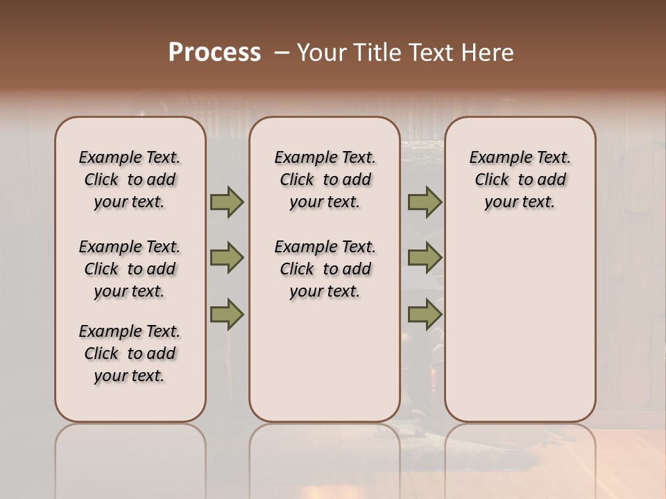 Stone Fireplace With Books On The Mantel And The Fire Blazing Inside With Natural Light PowerPoint Template