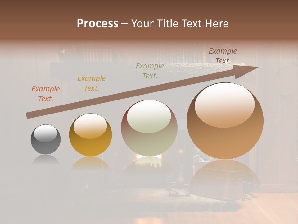 Stone Fireplace With Books On The Mantel And The Fire Blazing Inside With Natural Light PowerPoint Template