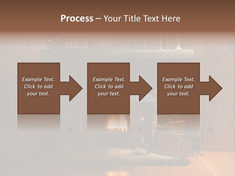 Stone Fireplace With Books On The Mantel And The Fire Blazing Inside With Natural Light PowerPoint Template