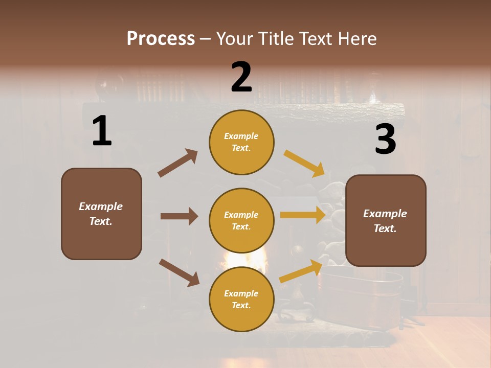 Stone Fireplace With Books On The Mantel And The Fire Blazing Inside With Natural Light PowerPoint Template