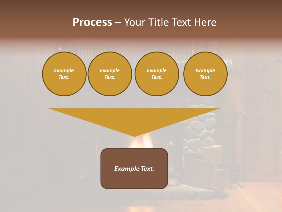 Stone Fireplace With Books On The Mantel And The Fire Blazing Inside With Natural Light PowerPoint Template