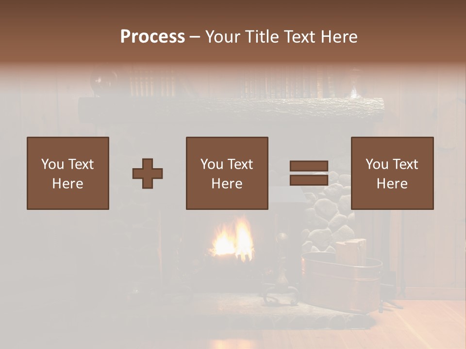 Stone Fireplace With Books On The Mantel And The Fire Blazing Inside With Natural Light PowerPoint Template