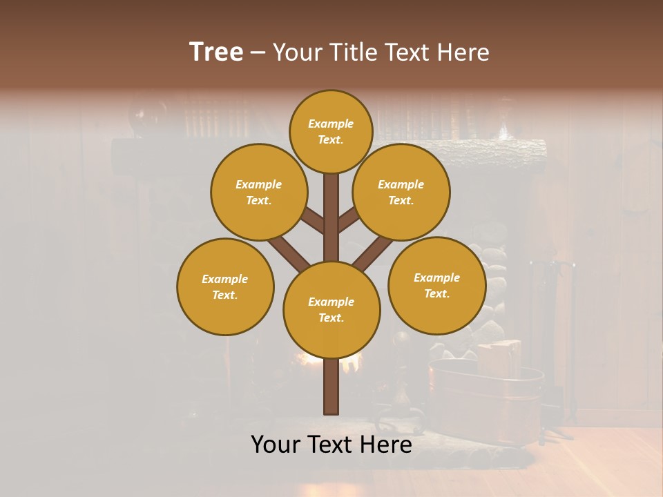 Stone Fireplace With Books On The Mantel And The Fire Blazing Inside With Natural Light PowerPoint Template