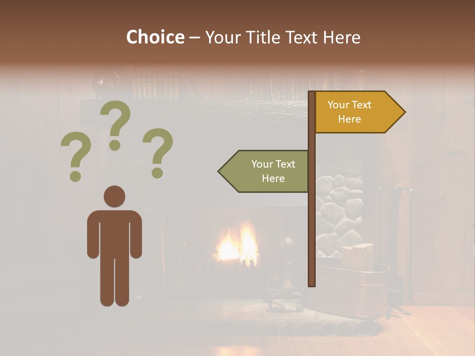 Stone Fireplace With Books On The Mantel And The Fire Blazing Inside With Natural Light PowerPoint Template