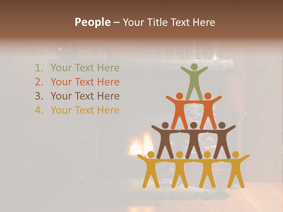 Stone Fireplace With Books On The Mantel And The Fire Blazing Inside With Natural Light PowerPoint Template