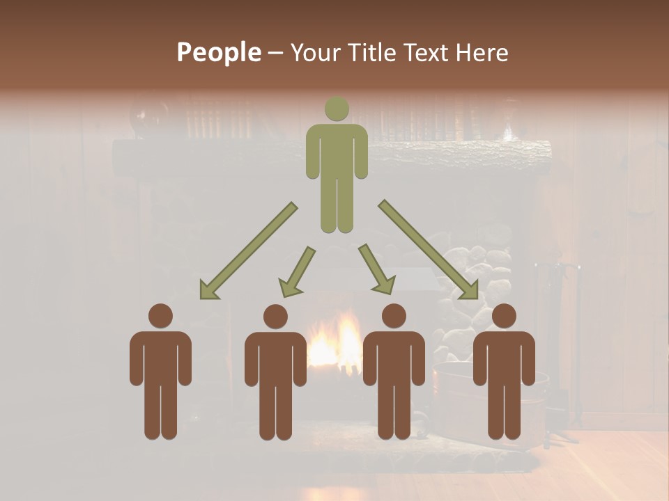 Stone Fireplace With Books On The Mantel And The Fire Blazing Inside With Natural Light PowerPoint Template