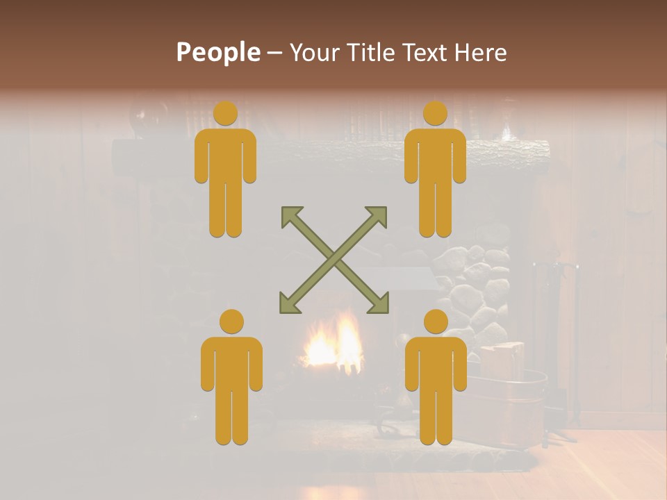 Stone Fireplace With Books On The Mantel And The Fire Blazing Inside With Natural Light PowerPoint Template