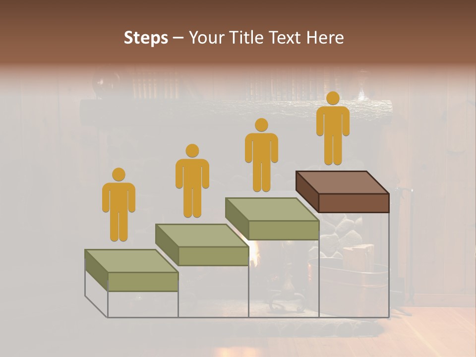 Stone Fireplace With Books On The Mantel And The Fire Blazing Inside With Natural Light PowerPoint Template