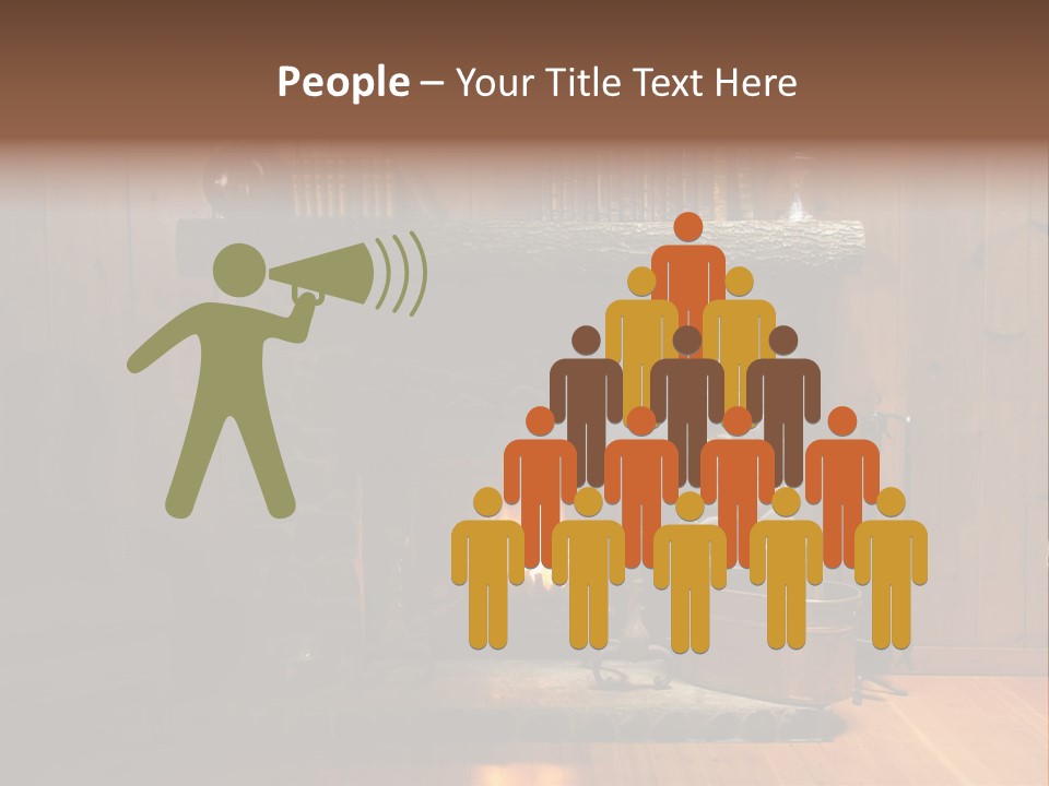 Stone Fireplace With Books On The Mantel And The Fire Blazing Inside With Natural Light PowerPoint Template