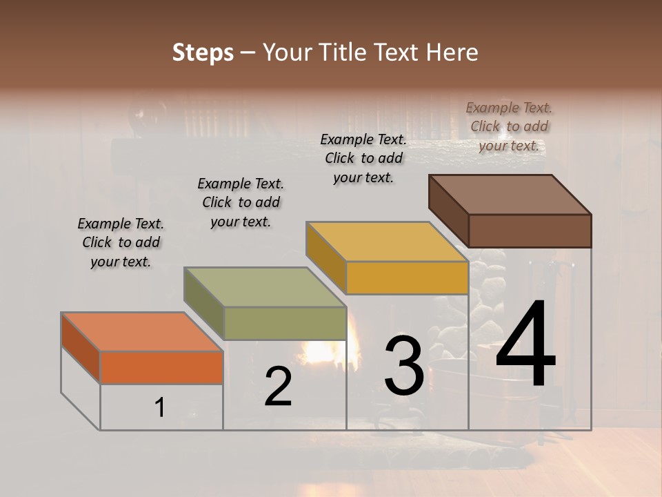 Stone Fireplace With Books On The Mantel And The Fire Blazing Inside With Natural Light PowerPoint Template