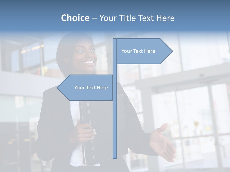 A Pretty African American Business Woman Offering A Handshake PowerPoint Template