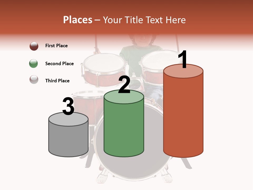 A Young Boy Sitting Behind A Drum Set PowerPoint Template