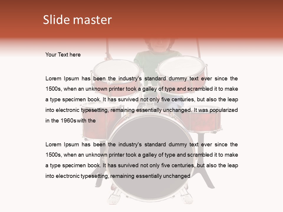 A Young Boy Sitting Behind A Drum Set PowerPoint Template