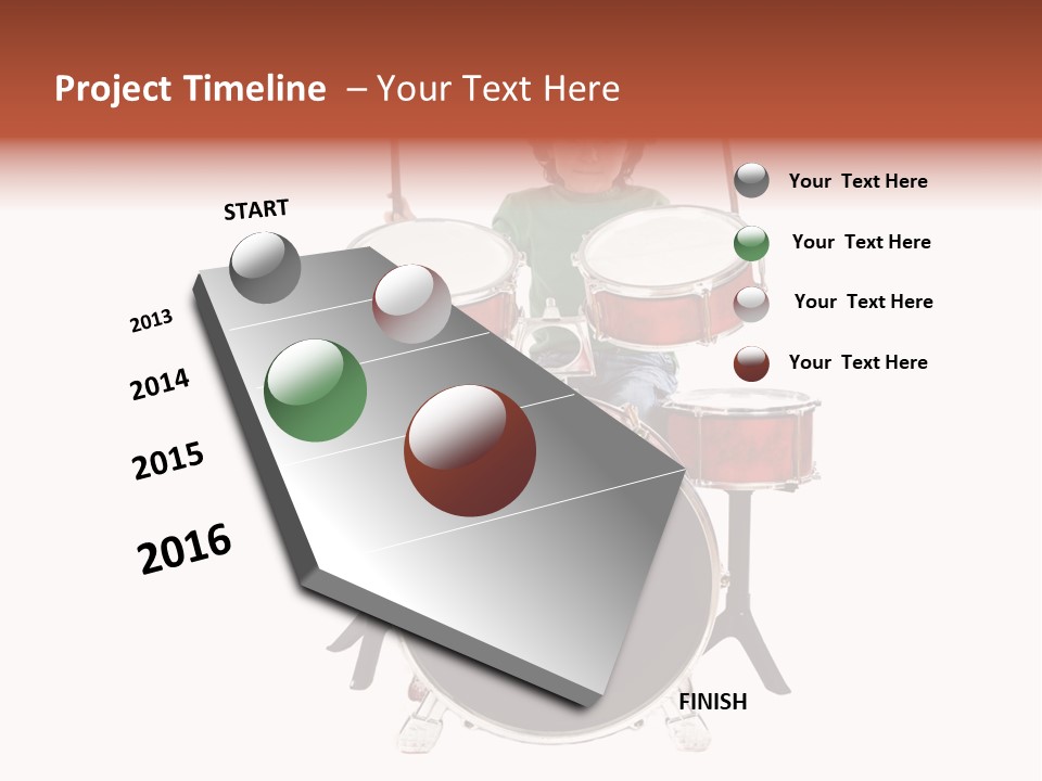 A Young Boy Sitting Behind A Drum Set PowerPoint Template