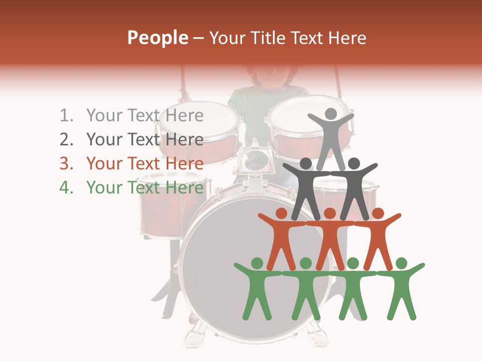 A Young Boy Sitting Behind A Drum Set PowerPoint Template
