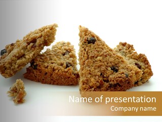 Flapjack Oat Bars Isolated On White PowerPoint Template
