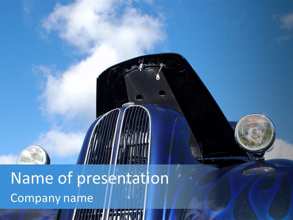 Custom Car Against Cloudy Blue Sky PowerPoint Template