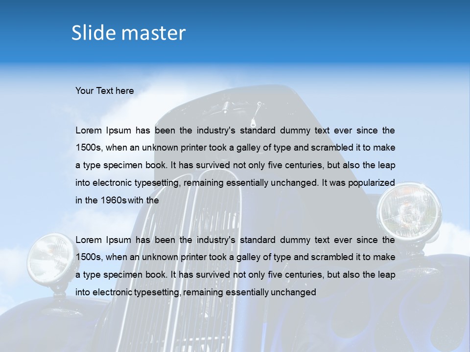 Custom Car Against Cloudy Blue Sky PowerPoint Template