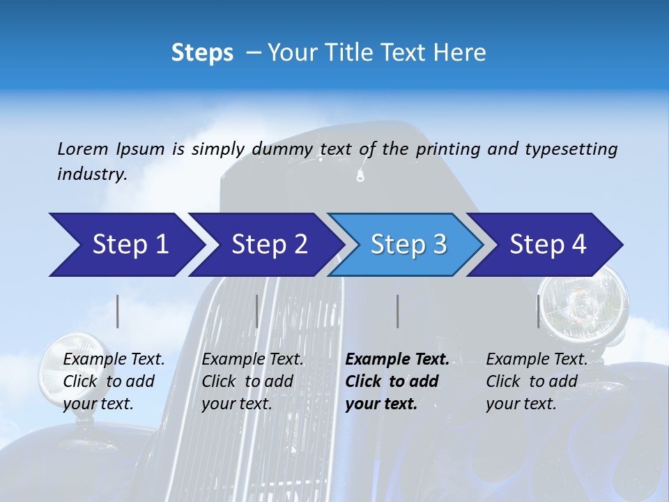 Custom Car Against Cloudy Blue Sky PowerPoint Template