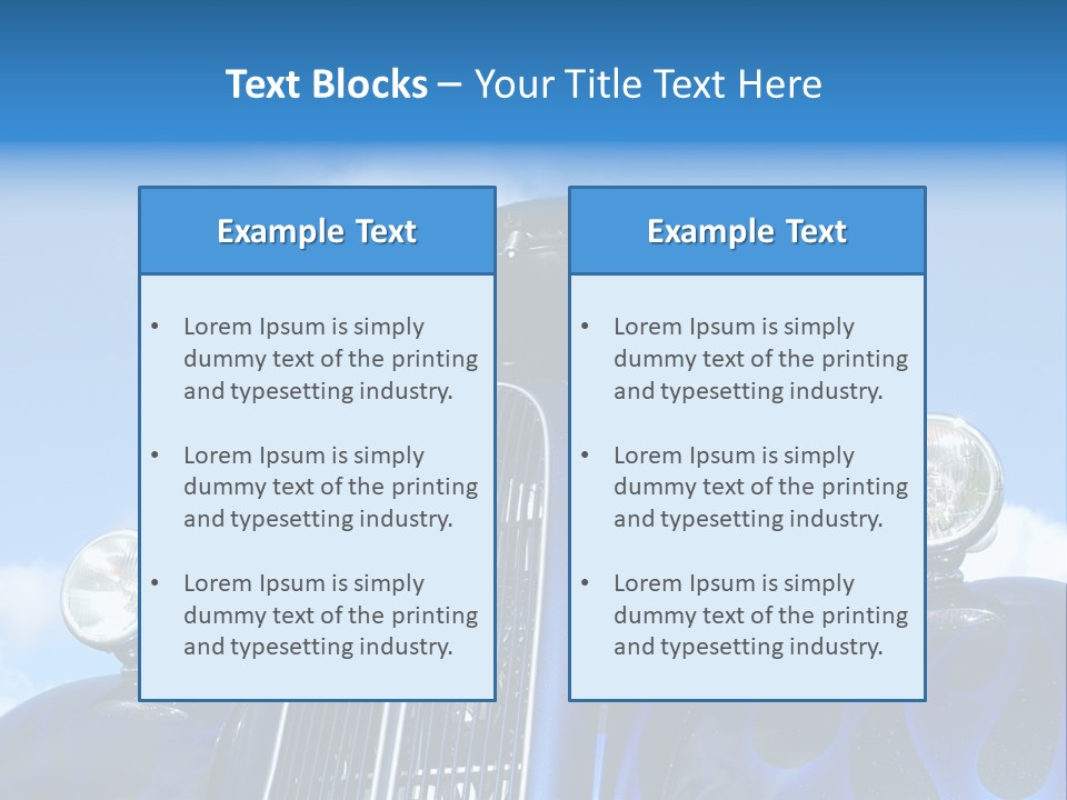 Custom Car Against Cloudy Blue Sky PowerPoint Template