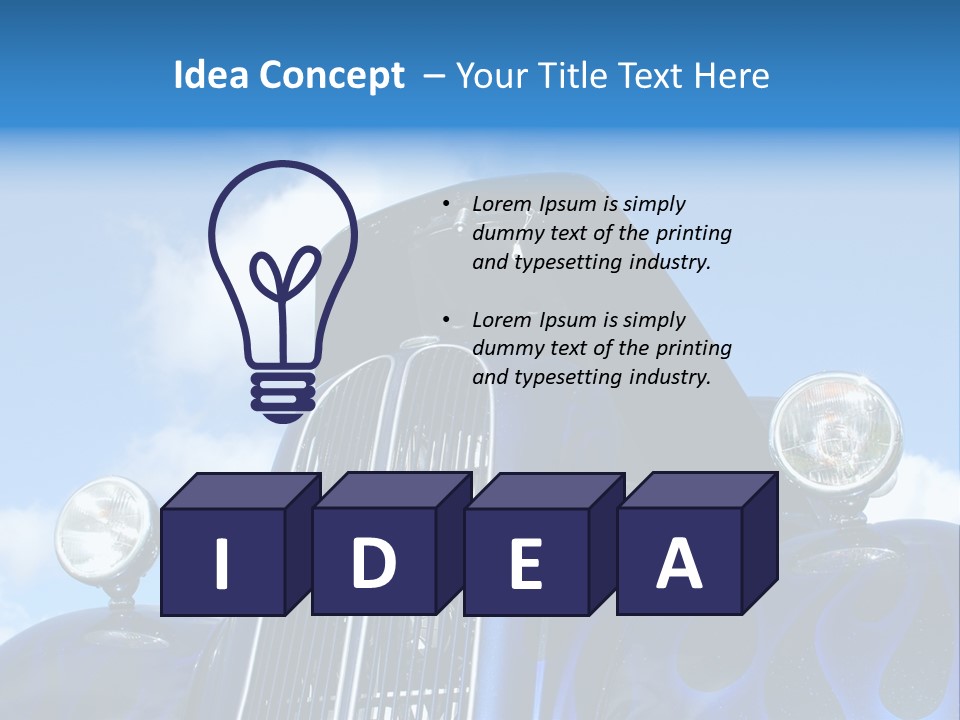 Custom Car Against Cloudy Blue Sky PowerPoint Template
