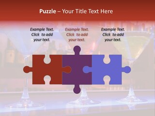 Blue, Red And Yellow Cocktail Drinks On A Bar PowerPoint Template