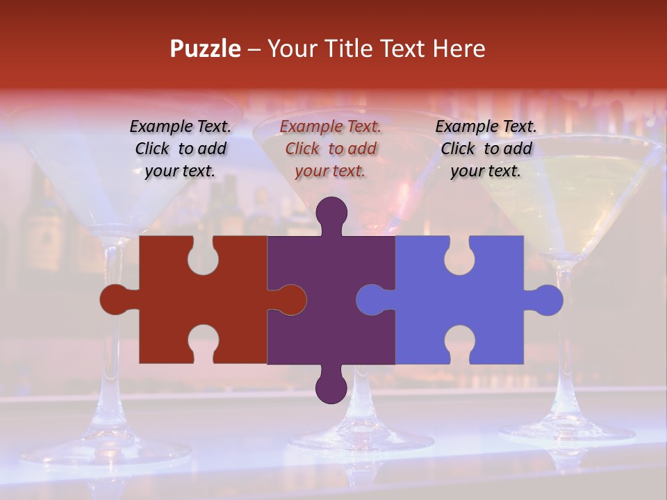 Blue, Red And Yellow Cocktail Drinks On A Bar PowerPoint Template