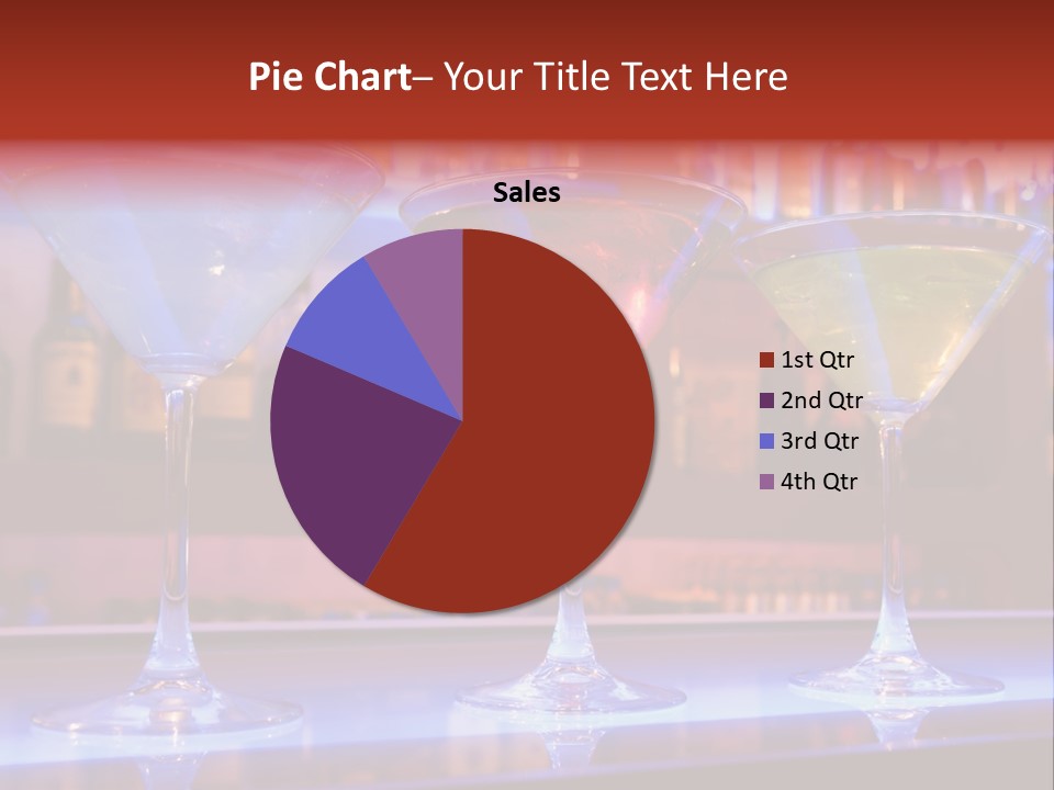 Blue, Red And Yellow Cocktail Drinks On A Bar PowerPoint Template